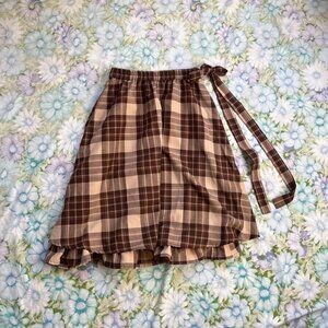 - axes femme japan brown plaid maxi skirt - y2k / 2000s -